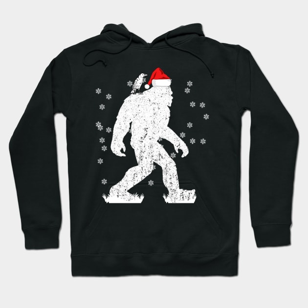 Bigfoot Santa Claus Bigfoot and raven Sasquatch Christmas Gift Hoodie by NIKA13